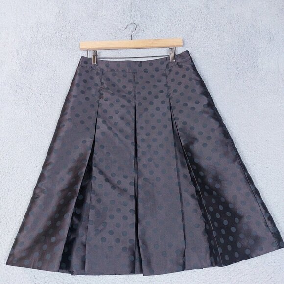 Halogen Dresses & Skirts - Halogen Skirt Women's 8 Plum Polka Dot Midi A-Line Pleated Preppy Cocktail Party